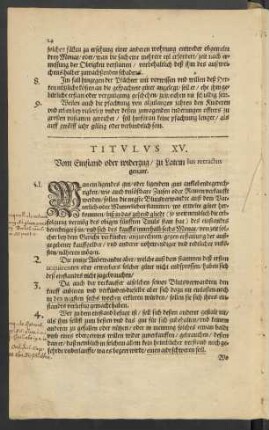 Titulus XV. Vom Einstand oder widerzug/ zu Latein Ius retractus genant.
