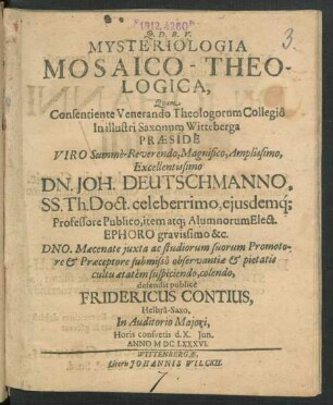 Mysteriologia Mosaico-Theologica