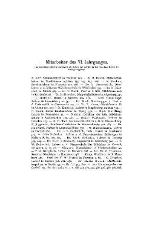 Mitarbeiter des VI. Jahrganges
