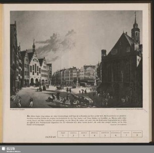 Der Römerberg in Frankfurt. Nach einem kolorierten Stich von Dr. W. Delkeskamp