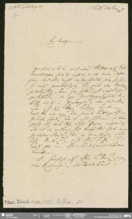 Eigenh. Brief von Johann Friedrich von Cotta an August Wilhelm von Schlegel, Tübingen, 1809 [30.??.1809]