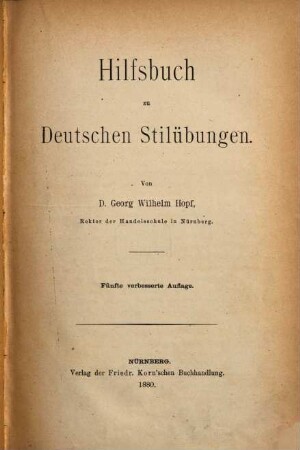 Hilfsbuch zu deutschen Stilübungen