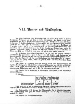 VII. Armen- und Waisenpflege
