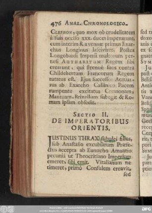 Sectio II. De Imperatoribus Orientis.
