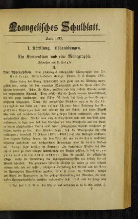 ¬Ein¬ Kompendium und eine Monographie