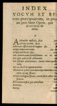 Index Vocum Et Rerum ...