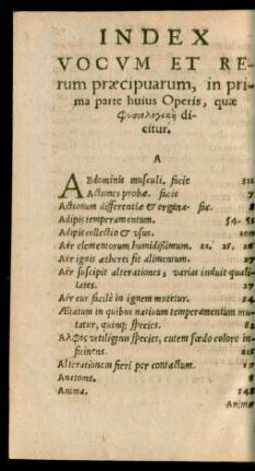 Index Vocum Et Rerum ...