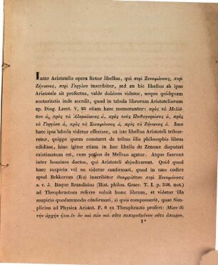 (Programma quo) Regiae Universitati litter. Friderico-Alexandrinae d. XXIII. M. Aug. 1843 sacra secularia prima feliciter agenti ex animi sententia gratulatur... Academia Marburgensis : Praemissa est Th. Bergkii commentatio de Aristotelis libello de Xenophane