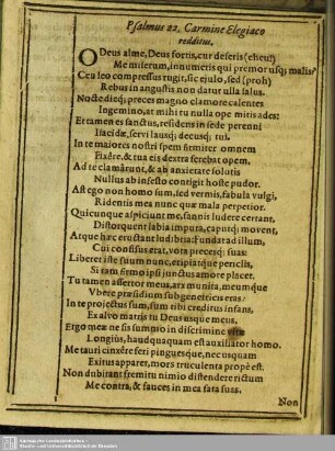 Psalmus 22. Carmine Elegiaco redditus