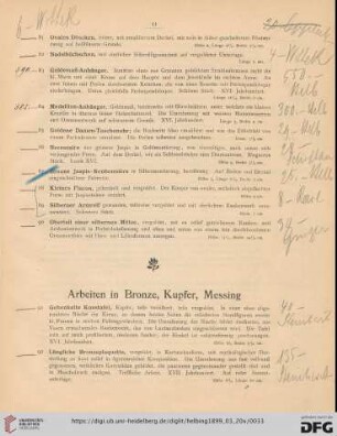 Arbeiten in Bronze, Kupfer, Messing (Nr. 91-108)