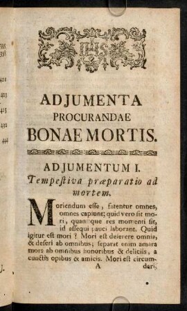 1-450, Adjumenta Procurandae Bonae Mortis