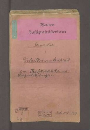 Rechtsverkehr mit Elsass-Lothringen (Generalia)