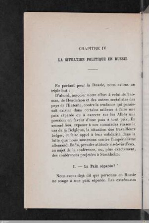 IV. La situation politique en Russie