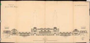 Volkstheater Schinkelwettbewerb 1892: Wandelhalle Längsschnitt 1:150