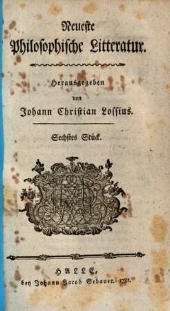 Neueste philosophische Litteratur. 6. 1781