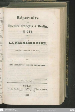 La première ride : comédie-vaudeville en un acte