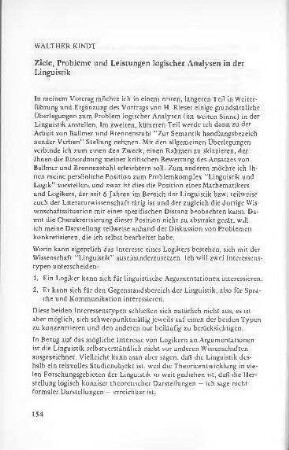 Ziele, Probleme und Leistungen logischer Analysen in der Linguistik
