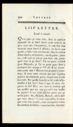 LIIIe Lettre. Lundi à minuit.