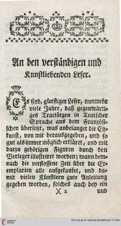 An den verständigen und kunstliebenden Leser