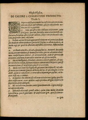 Theses Physicae, De Calore a Coelestibus Producto.