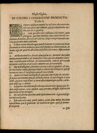 Theses Physicae, De Calore a Coelestibus Producto.