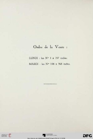 Ordre de la vente