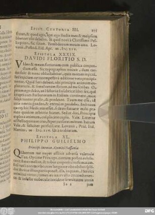 Epistola XL. Philippo Guilielmo Principi Auraico, Comiti Nassaviae.