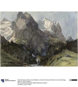 Das Wetterhorn mit dem Rosenlaui-Gletscher vor der Scheidegg