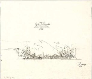 Gsaenger, Gustav; München, Königsplatz, Karolinenplatz; Wiederaufbauplanung - Variante Brunnenanlage in der Arcisstr., Brienner Str. (Studie)