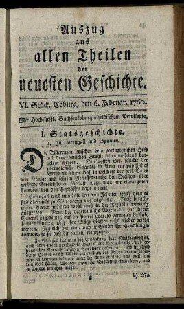 VI. Stück, Coburg, den 6. Februar. 1760.