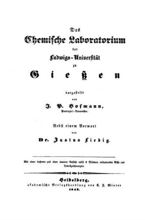 Das chemische Laboratorium der Ludwigs-Universität zu Gießen