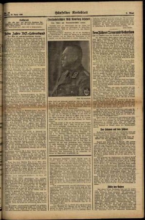 Zweite Ausgabe vom Montag, den 24. April 1939.