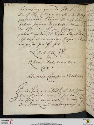 LJBER IV. de Rheni Palatinatu. Caput 1. Historia Comitum Palatinorum.