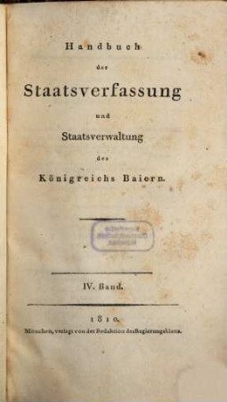 Handbuch der Staatsverfassung und Staatsverwaltung des Königreichs Baiern, 4