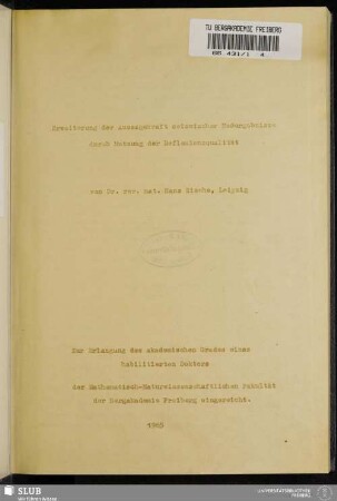 Erweiterung der Aussagekraft seismischer Meßergebnisse durch Nutzung der Reflexionsqualität