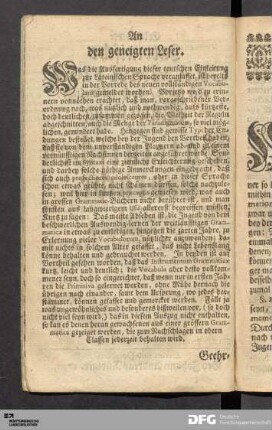 An den geneigten Leser.