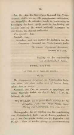 Bepaling van den standpenning van Nederlandsch Indie. Publicatie. Van wege in naam des konings. No. 37.