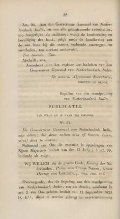 Bepaling van den standpenning van Nederlandsch Indie. Publicatie. Van wege in naam des konings. No. 37.
