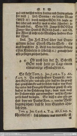 §. 4. Ob auch bey der H. Schrifft GOtt noch heut zu Tage einem etwas möge offenbahren [et]c.