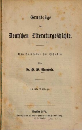 Grundzüge der deutschen Literaturgeschichte : ein Leitfaden für Schulen