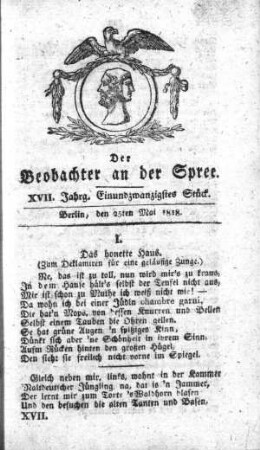 21. Stueck, 25. Mai 1818