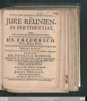 Disputatio Iuridica Inauguralis, De Iure Reuniendi Pertinentias