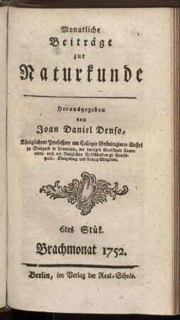6: Monatliche Beiträge zur Naturkunde