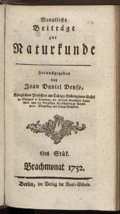 6: Monatliche Beiträge zur Naturkunde