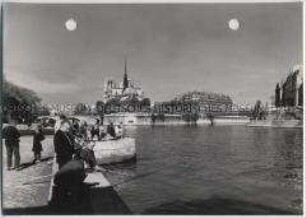 Paris, Angler an der Seine und Cathédrale Notre Dame