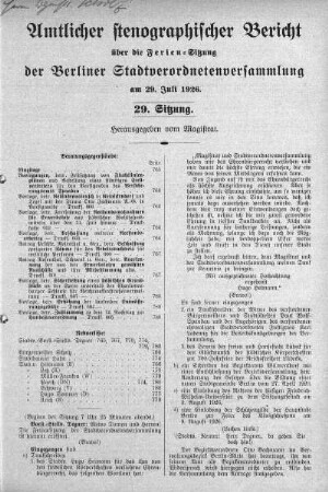 Sitzung 29, 29. Juli 1926