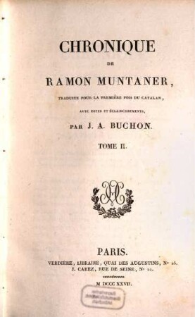 Chronique de Ramon Muntaner. 2