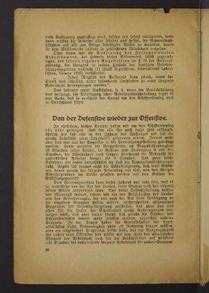 Von der Defensive wieder zur Offensive.