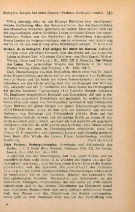 243-246 [Rezension] Fechner, Erich, Rechtsphilosophie