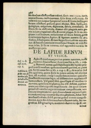 De Lapide Renum Et Vesicae.